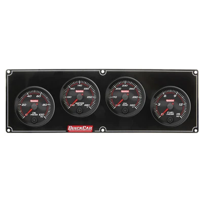 Gauge Panel Assembly, Redline, Fuel Pressure / Oil Pressure / Oil Temperature / Water Temperature, 2-5/8 in Diameter, Black Face, Kit. - QCP-69-4021