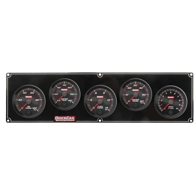Gauge Panel Assembly, Redline, Fuel Pressure / Oil Pressure / Water Temperature / Water Pressure / Tachometer, 2-5/8 in Diameter, Black Face, Kit. - QCP-69-4256
