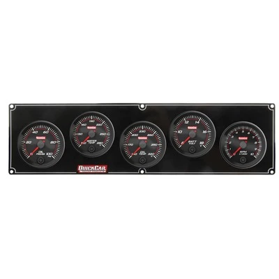 Gauge Panel Assembly, Redline, Oil Pressure / Oil Temperature / Tachometer / Volt / Water Temperature, 2-5/8 in Diameter, Black Face, Kit. - QCP-69-4257