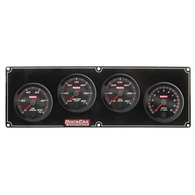 Gauge Panel Assembly, Redline, Oil Pressure / Oil Temperature / Tachometer / Water Temperature, 2-5/8 in Diameter, Black Face, Kit. - QCP-69-3241
