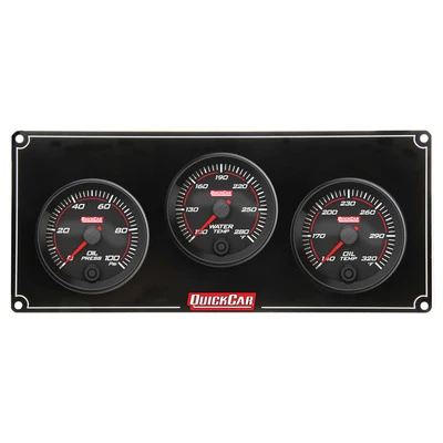 Gauge Panel Assembly, Redline, Oil Pressure / Oil Temperature / Water Temperature, 2-5/8 in Diameter, Black Face, Kit. - QCP-69-3011
