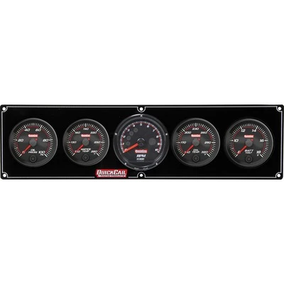 Gauge Panel Assembly, Redline, Oil Pressure / Water Temperature / Oil Temperature / Volt / Recall Tachometer, 3 in / 2-5/8 in Diameter, Black Face, Kit. - QCP-69-4057