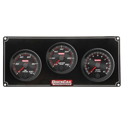 Gauge Panel Assembly, Redline, Oil Pressure / Water Temperature / Recall Tachometer, 2-5/8 in Diameter, Black Face, Kit. - QCP-69-2231