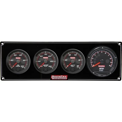 Gauge Panel Assembly, Redline, Oil Pressure / Water Temperature / Volt / Recall Tachometer, 3 in / 2-5/8 in Diameter, Black Face, Kit. - QCP-69-3047
