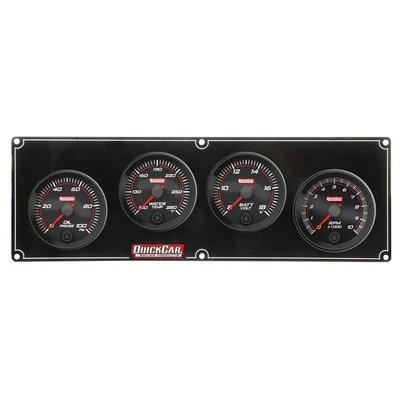 Gauge Panel Assembly, Redline, Oil Pressure / Water Temperature / Volt / Tachometer, 2-5/8 in Diameter, Black Face, Kit. - QCP-69-3247