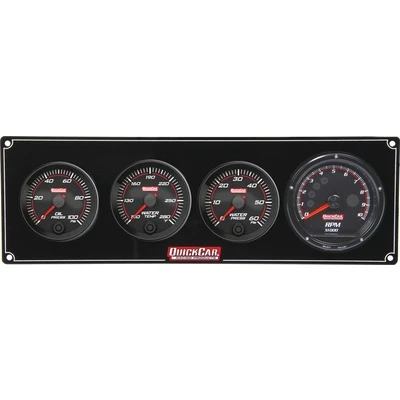 Gauge Panel Assembly, Redline, Oil Pressure / Water Temperature / Water Pressure / Recall Tachometer, 3 in / 2-5/8 in Diameter, Black Face, Kit. - QCP-69-3046