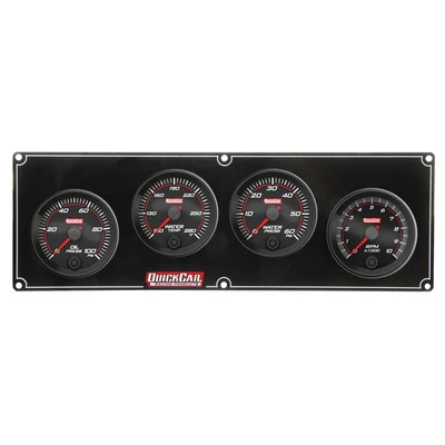 Gauge Panel Assembly, Redline, Oil Pressure / Water Temperature / Water Pressure / Tachometer, 2-5/8 in Diameter, Black Face, Kit. - QCP-69-3246