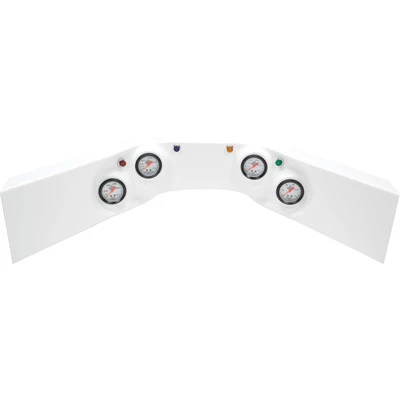 Gauge Panel Assembly, Standard, Fuel Pressure / Oil Pressure / Oil Temperature / Water Temperature, 2-5/8 in Diameter, Silver Face, Warning Light, Fiberglass, White, Kit. - QCP-61-6024