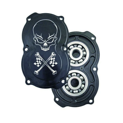 Quick Change Rear End Gear Cover, 6 Bolt, O-Ring Seal, Sprint, Includes Bearings, Cross Bones, Aluminum, Black, Each. (Replacement O-Ring is QCW8446) - QCW12070