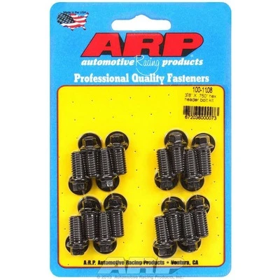 Header Bolt, 3/8-16 in Thread, 0.75 in Long, Hex Head, Chromoly, Black Oxide, Universal, Set of 16. - ARP100-1108
