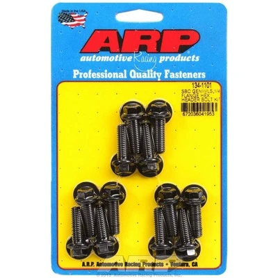 Header Bolt, 8 mm x 1.25 Thread, 0.984 in Long, Hex Head, Washers Included, Chromoly, Black Oxide, GM LS-Series, Set of 12. - ARP134-1101