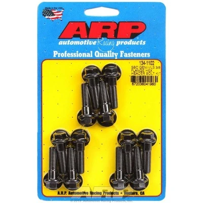 Header Bolt, 8 mm x 1.25 Thread, 1.181 in Long, Hex Head, Washers Included, Chromoly, Black Oxide, GM LS-Series, Set of 12. - ARP134-1102