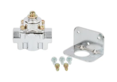 Fuel Pressure Regulator, 4-1/2 to 9 psi, In-Line, 3/8 in NPT Inlet, 3/8 in NPT Outlet, Aluminum, Chrome, Gas, Each - HOL12-803