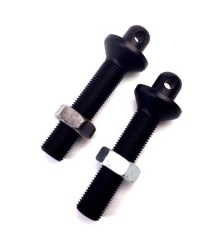 Hood Pin, Shoulder, 0.5 in OD x 3 in Long Jam Nuts Included, Aluminum, Black Anodized, Pair