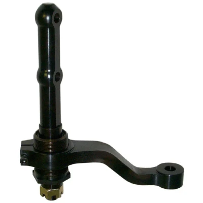 Idler Arm, Hybrid, Impala Arm with Chevelle Shaft, 5.375in. Long, 1.25in. Offset, 1.5in/ ft. Taper, Billet, Black, Each. - HOW-23427