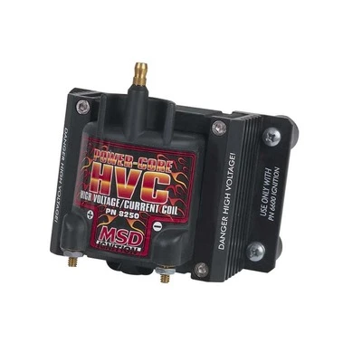 Ignition Coil, Blaster HVC, E-Core, 0.070 ohm, Male HEI, 34000V, Black, Each - MSD8250