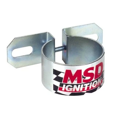 Ignition Coil Bracket, Canister Style, Remote / Horizontal Mount, Steel, Polished, Up to 2.25 in Diameter Coils, Universal, Each - MSD8213