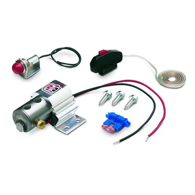 Line Lock Shutoff Valve, Roll Control, 1/8 in NPT Inlet, 1/8 in NPT Outlet, Fuse / Switch / Warning Light, Stainless, Polished, Universal, Kit - HUR1745000