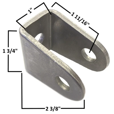 Link Clevis, 3/16 in Steel, 1/2 in Side Holes, 1 11/16 in From Center of Hole to Bottom of Part - PPM-105C