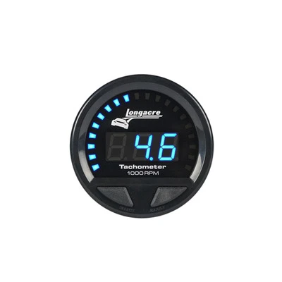 Tachometer, Digital Elite Waterproof, 0-10000 RPM, Electric, LED, Warning Light, 2-5/8 in Diameter, Black Face, Each - LON52-46863