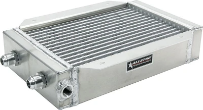 Oil Cooler, 8-3/4 x 15 x 3-1/2 in, Deck Mount, 12 AN Male Inlet / Outlet, 1/2 in NPT Female Port, Aluminum - PPM30145