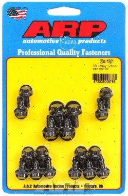 Oil Pan Bolt Kit, 12 Point Head, Chromoly, Black Oxide, 2-Piece Cork Gasket, Small Block Chevy, Kit. - ARP234-1801