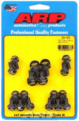 Oil Pan Bolt Kit, Hex Head, Chromoly, Black Oxide, 2-Piece Cork Gasket, Small Block Chevy, Kit. - ARP234-1802
