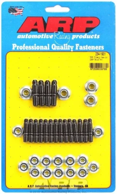 Oil Pan Stud, Hex Nuts, 2-Piece Cork Gasket, Chromoly, Black Oxide, Small Block Chevy, Kit. - ARP234-1901