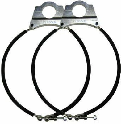 Oil Tank Bracket, Clamp-On, Aluminum / Stainless, Peterson 9 in OD Dirt Late Model Oil Tanks, 1-1/2 in OD Tube, Pair - PET08-0106