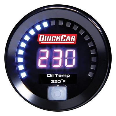 Oil Temperature Gauge, 100-320 Degree F, Electric, Digital, 2-1/16 in Diameter, Black Face, Each. - QCP-67-009