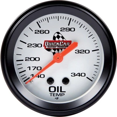 Oil Temperature Gauge, 140-340 Degree F, Mechanical, Analog, 2-5/8 in Diameter, Silver Face, Each - QCP-611-6009