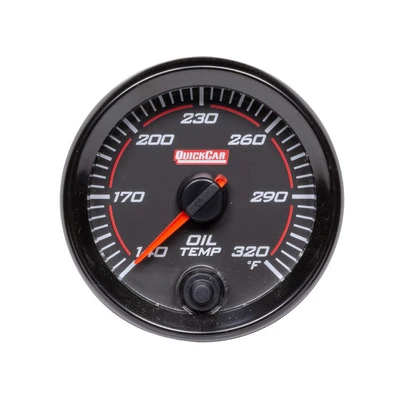 Oil Temperature Gauge, Redline, 140-320 Degree F, Electric, Analog, Full Sweep, 2-5/8 in Diameter, Black Face, Each. - QCP-69-009