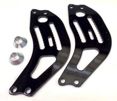 Panhard Frame Plate Assembly, Double Slot, Aluminum, Black Powdercoated, Bungs, Plates, Kit, Longhorn - PPM4000B