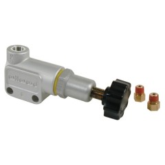 Proportioning Valve, 1/8 in NPT Female Inlet, 1/8 in NPT Female Outlet, Adjustable 100-1000 psi, Knob Type, Aluminum, Clear Anodized, Each.