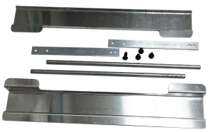 Radiator Mounting, Kit, Top & Bottom, .080 Aluminum. Includes mounting brackets, plates, bolts, nuts, and rods. Fits most 19 in x 28 in radiators, 2.25 in wide x 22 in long.