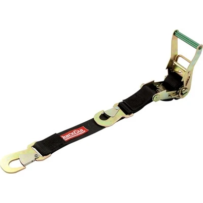 Ratchet Tie Down, 2 in Wide, 8 ft Long, 5000 lb Capacity, Nylon Webbing, Black, Each - QCP-64-253
