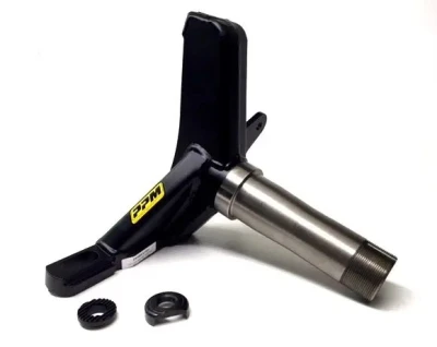 Spindle, Late Model, Rocket XR1, 3.5/.810, Driver Side, Ackerman Steering Steel, Black Powder Coated, Chrysler K727, Each - PPMRX153