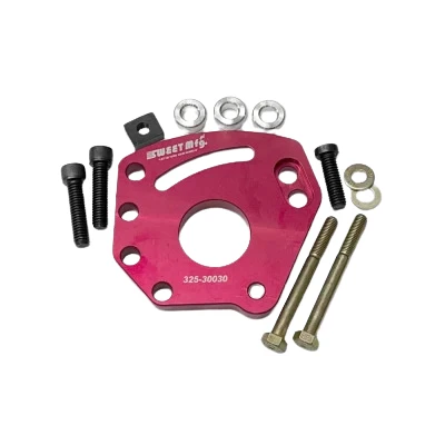 Power Steering Pump Bracket, Driver Side, Head Mount, Billet Aluminum, Red Anodized, Small Block Chevy, Kit - SWE325-30030