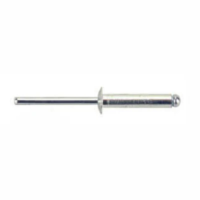 Rivets, 3/16 in, 3/8 in  OD Head, 5/8 in - 3/4 in Extra Long Grip, Mill Finish, 250/box - PPMABS-612