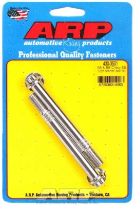 Starter Bolt, 3.700 in Long, 12 Point Head, Stainless, Polished, Standard Length, GM, Pair. - ARP430-3501