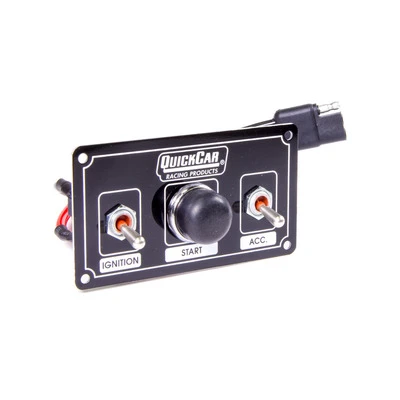 Switch Panel, Dash Mount, 4.625 x 2.5 in, 2 Toggles / 1 Momentary Button, Black, Each - QCP-50-820
