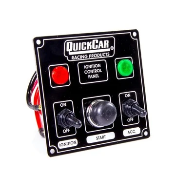 Switch Panel, Dash Mount, 4.625 x 4.375 in, 2 Toggles / 1 Momentary Button, Indicator Lights, Black, Each - QCP-50-822