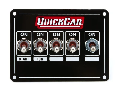 Switch Panel, Extreme, Dash Mount, 4.125 x 3 in, 4 Toggles / 1 Momentary Toggle, 3 Wheel Brake Harness, Dual Ignition, Black, Each. (Use Harness QCP-50-2021). - QCP-50-7713