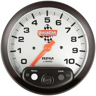 Tachometer, 10000 RPM, Analog, 5 in Diameter, Memory, Silver Face, Each - QCP-611-6001