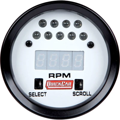 Tachometer, Extreme, 18000 RPM, Digital, 2-5/8 in Diameter, Recall, Shift Light, White Face, Each - QCP-611-7010