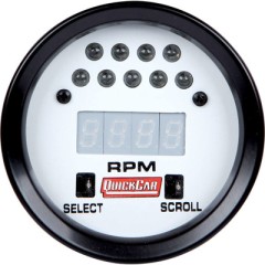 Tachometer, Extreme, 18000 RPM, Digital, 2-5/8 in Diameter, Recall, Shift Light, White Face, Each