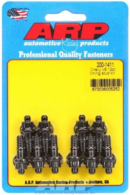 Timing Cover Stud, 12 Point Nuts, Chromoly, Black Oxide, Chevy V8, Set of 10. - ARP200-1411