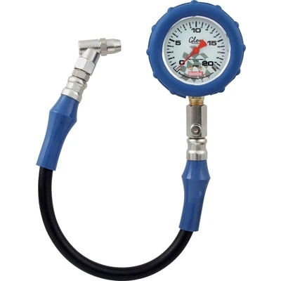 Tire Pressure Gauge, 0-20 psi, Analog, 2-1/2 in Diameter, Glow Face, 1/2 lb Increments, Each - QCP-56-022