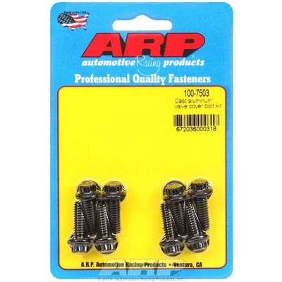 Valve Cover Fastener, Bolt, 1/4-20 in Thread, 0.812 in Long, 12 Point Head, Washers Included, Chromoly, Black Oxide, Set of 8. - ARP100-7503