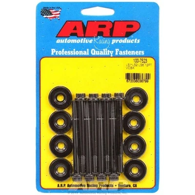 Valve Cover Fastener, Bolt, 6 mm Male Thread, 2.755 in Long, 12 Point Head, Washers Included, Chromoly, Black Oxide, GM LS-Series, Set of 8. - ARP100-7523